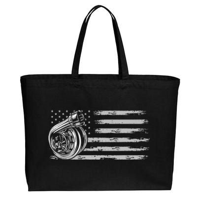 Turbo Us Flag Tuner Car Guy Car Enthusiast Racing Drifting Cotton Canvas Jumbo Tote