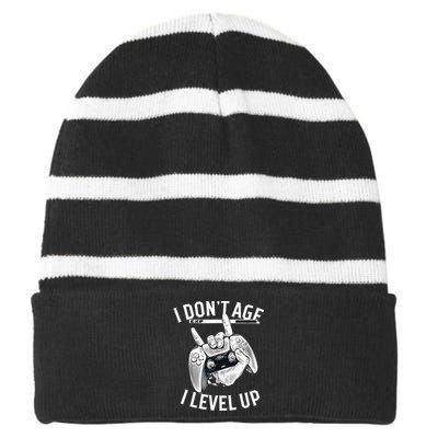 The Ultimate Giftidea For Gamers Striped Beanie with Solid Band