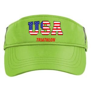 Triathlon Usa Go Team Sport Patriotic American Flag Adult Drive Performance Visor