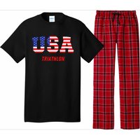 Triathlon Usa Go Team Sport Patriotic American Flag Pajama Set