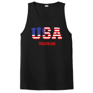 Triathlon Usa Go Team Sport Patriotic American Flag PosiCharge Competitor Tank