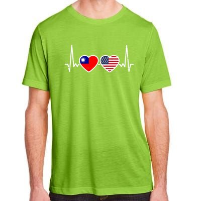 Taiwan Usa Heartbeat Taiwanese American Flag Funny Gift Adult ChromaSoft Performance T-Shirt