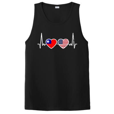 Taiwan Usa Heartbeat Taiwanese American Flag Funny Gift PosiCharge Competitor Tank