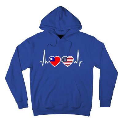 Taiwan Usa Heartbeat Taiwanese American Flag Funny Gift Hoodie