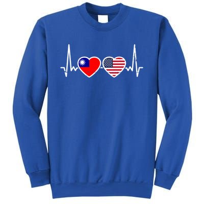 Taiwan Usa Heartbeat Taiwanese American Flag Funny Gift Sweatshirt