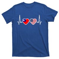 Taiwan Usa Heartbeat Taiwanese American Flag Funny Gift T-Shirt