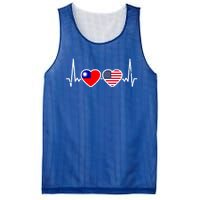 Taiwan Usa Heartbeat Taiwanese American Flag Funny Gift Mesh Reversible Basketball Jersey Tank