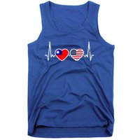 Taiwan Usa Heartbeat Taiwanese American Flag Funny Gift Tank Top