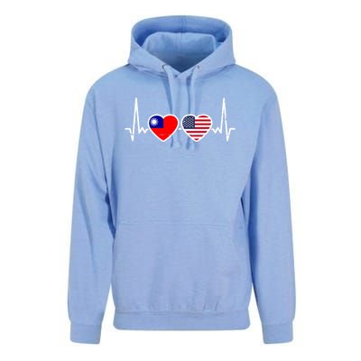 Taiwan Usa Heartbeat Taiwanese American Flag Funny Gift Unisex Surf Hoodie