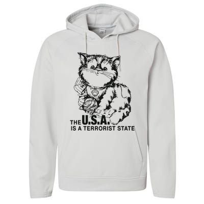 The Usa Is A Terrorist State Performance Fleece Hoodie