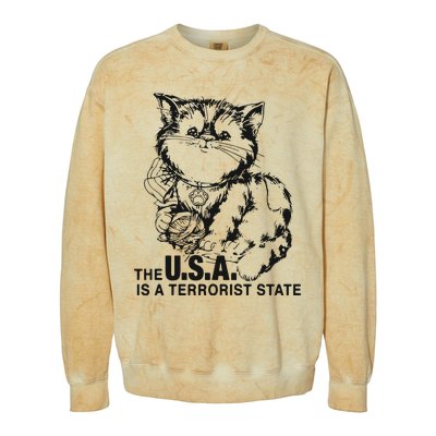 The Usa Is A Terrorist State Colorblast Crewneck Sweatshirt