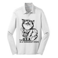 The Usa Is A Terrorist State Silk Touch Performance Long Sleeve Polo