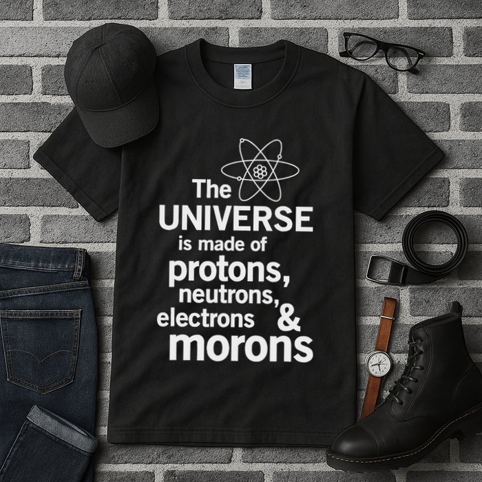 The Universe Is Made Of Protons Neutrons Electrons Moron Tall T-Shirt