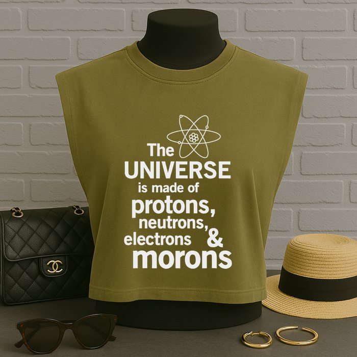 The Universe Is Made Of Protons Neutrons Electrons Moron Garment-Dyed Women's Muscle Tee