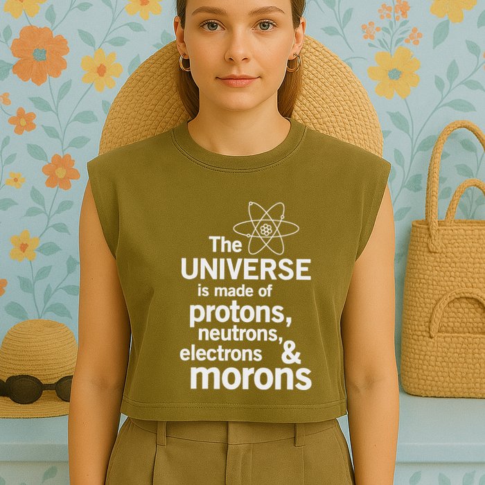 The Universe Is Made Of Protons Neutrons Electrons Moron Garment-Dyed Women's Muscle Tee