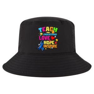 Teach Understand Love Inspire Autism Awareness For Teachers Cool Comfort Performance Bucket Hat