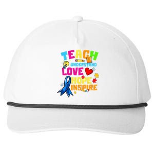 Teach Understand Love Inspire Autism Awareness For Teachers Snapback Five-Panel Rope Hat