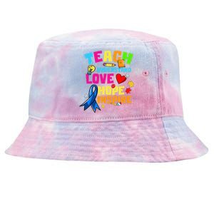 Teach Understand Love Inspire Autism Awareness For Teachers Tie-Dyed Bucket Hat