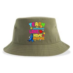 Teach Understand Love Inspire Autism Awareness For Teachers Sustainable Bucket Hat