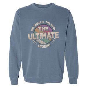 The Ultimate Legend Retro Frisbee Ladies Ultimate Gift Garment-Dyed Sweatshirt