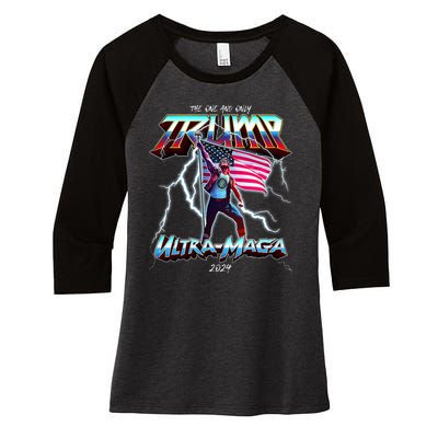 Trump Ultra Maga 2024 Funny Women's Tri-Blend 3/4-Sleeve Raglan Shirt