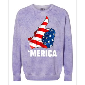 Thumbs Up Merica USA American Flag Colorblast Crewneck Sweatshirt