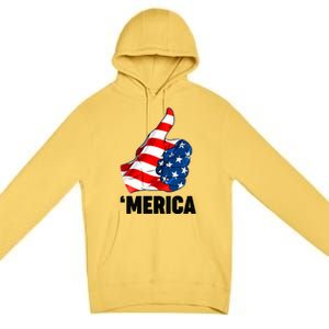 Thumbs Up Merica USA American Flag Premium Pullover Hoodie