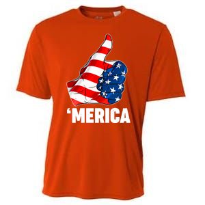 Thumbs Up Merica USA American Flag Cooling Performance Crew T-Shirt