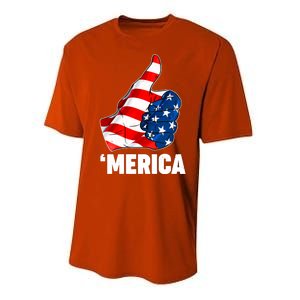 Thumbs Up Merica USA American Flag Performance Sprint T-Shirt