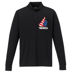 Thumbs Up Merica USA American Flag Performance Long Sleeve Polo