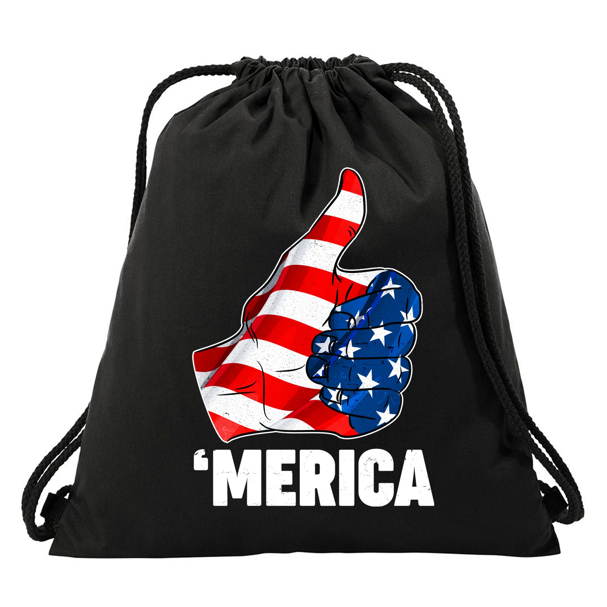 Thumbs Up Merica USA American Flag Drawstring Bag