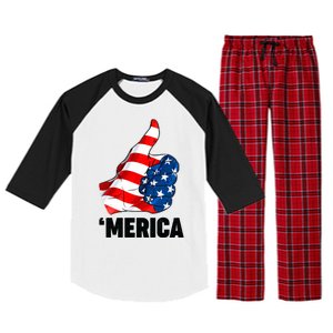 Thumbs Up Merica USA American Flag Raglan Sleeve Pajama Set