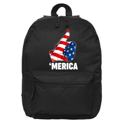 Thumbs Up Merica USA American Flag 16 in Basic Backpack