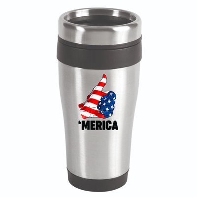 Thumbs Up Merica USA American Flag 16oz Travel Tumbler