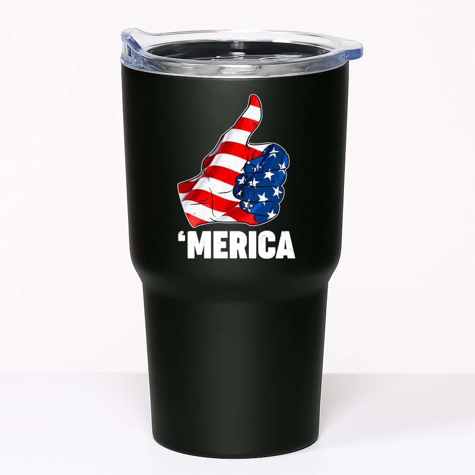 Thumbs Up Merica USA American Flag Tumbler