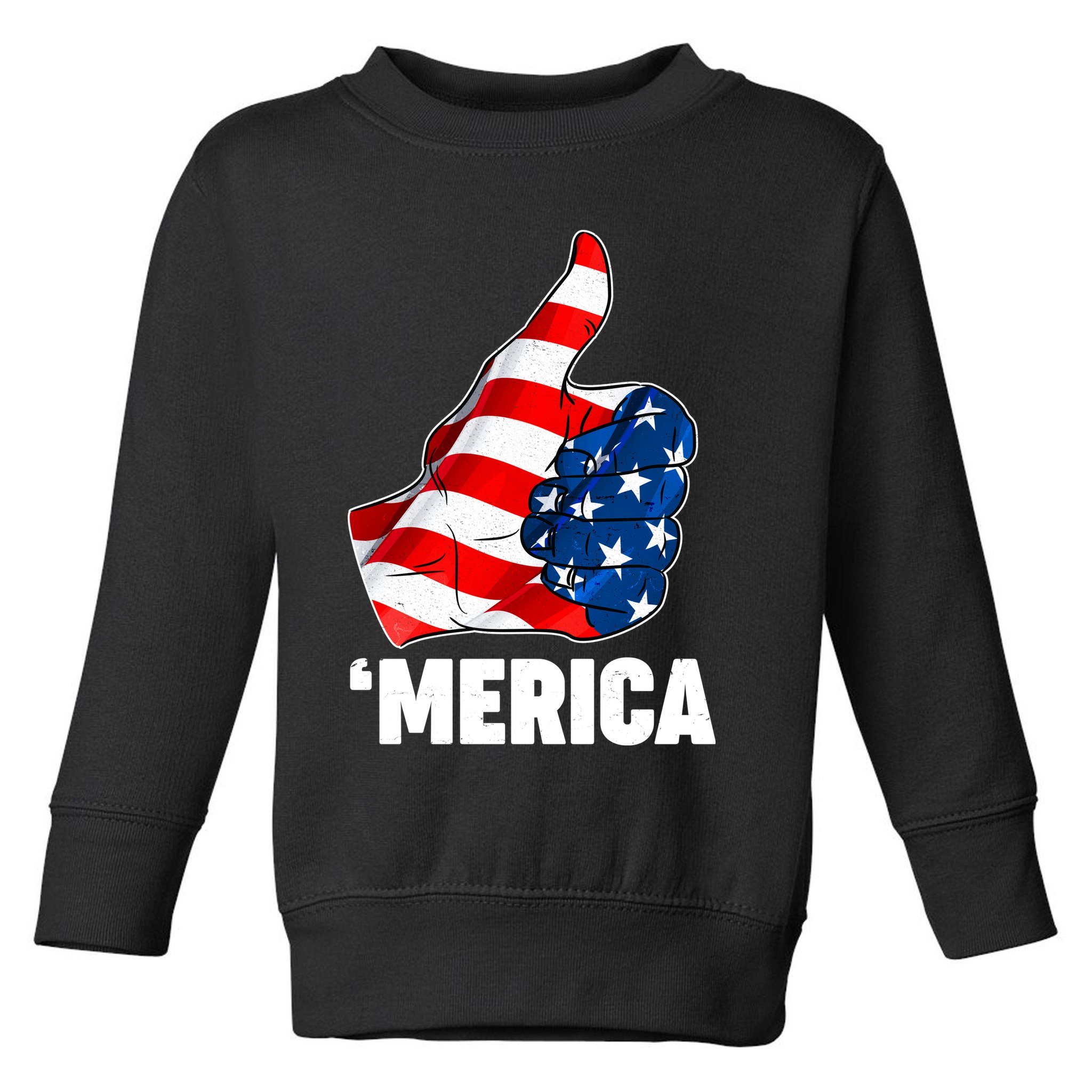 Thumbs Up Merica USA American Flag Toddler Sweatshirt
