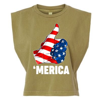 Thumbs Up Merica USA American Flag Garment-Dyed Women's Muscle Tee