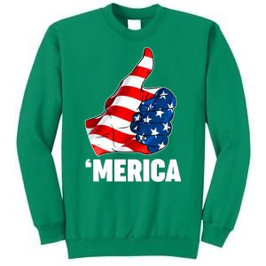 Thumbs Up Merica USA American Flag Sweatshirt