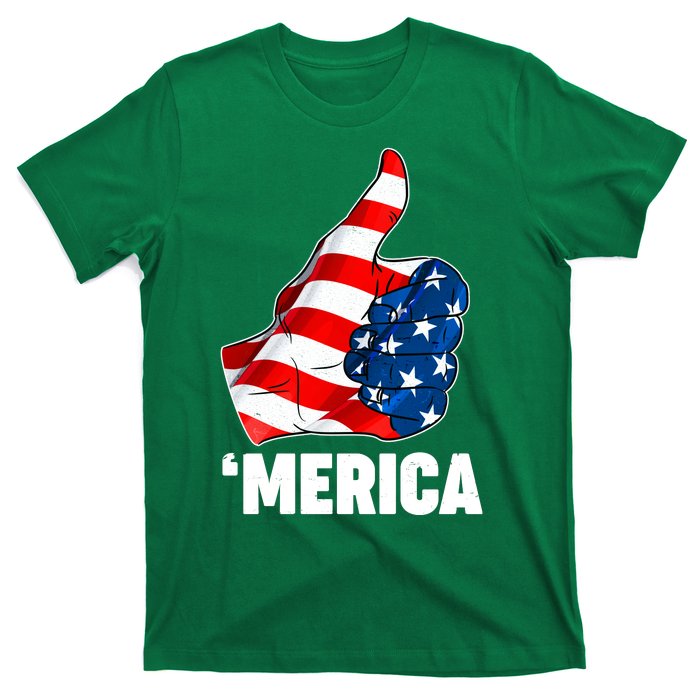 Thumbs Up Merica USA American Flag T-Shirt