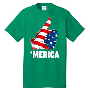 Thumbs Up Merica USA American Flag Tall T-Shirt