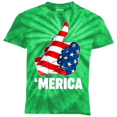 Thumbs Up Merica USA American Flag Kids Tie-Dye T-Shirt