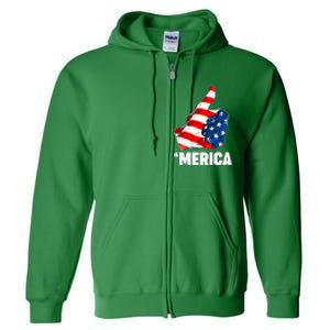 Thumbs Up Merica USA American Flag Full Zip Hoodie