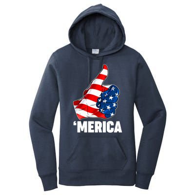 Thumbs Up Merica USA American Flag Women's Pullover Hoodie