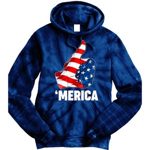 Thumbs Up Merica USA American Flag Tie Dye Hoodie