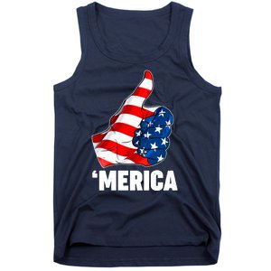 Thumbs Up Merica USA American Flag Tank Top