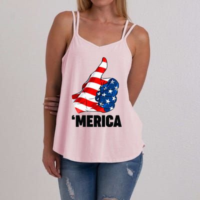 Thumbs Up Merica USA American Flag Women's Strappy Tank