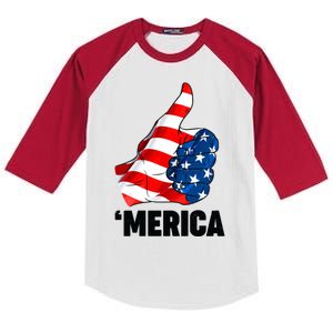 Thumbs Up Merica USA American Flag Kids Colorblock Raglan Jersey