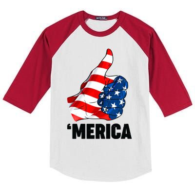 Thumbs Up Merica USA American Flag Kids Colorblock Raglan Jersey