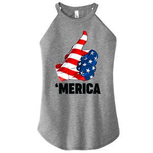 Thumbs Up Merica USA American Flag Women’s Perfect Tri Rocker Tank