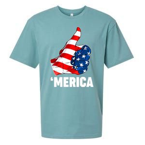 Thumbs Up Merica USA American Flag Sueded Cloud Jersey T-Shirt